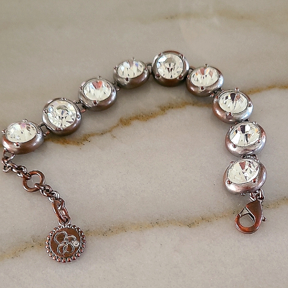 Elegant Silver Bracelet with Clear Stones By Jessica Simpson